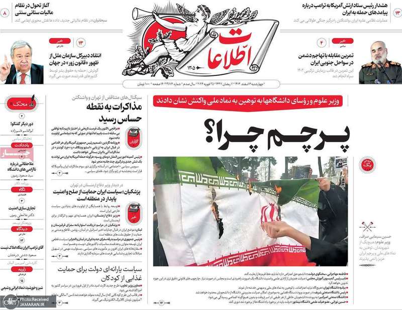 گزیده روزنامه های 6 اسفند 1404