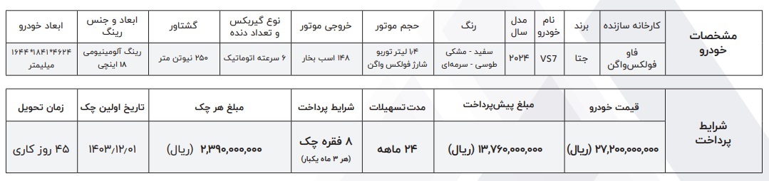 شرایط فروش VS7