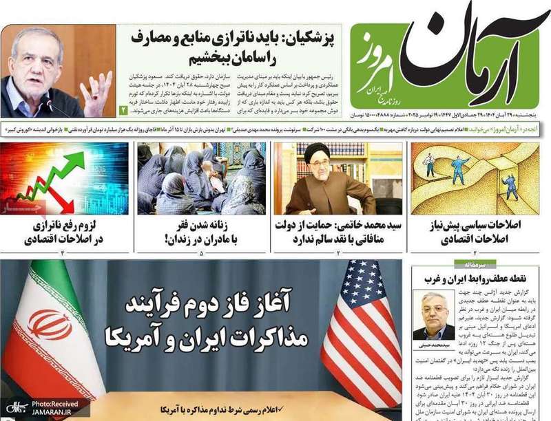 گزيده روزنامه های 29 آبان 1404