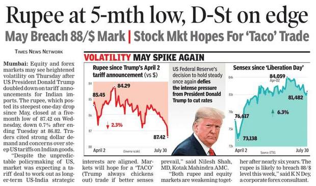 ضربه شدید ترامپ به پول ملی هند/ ارزش روپیه چقدر کم شد؟ + عکس
