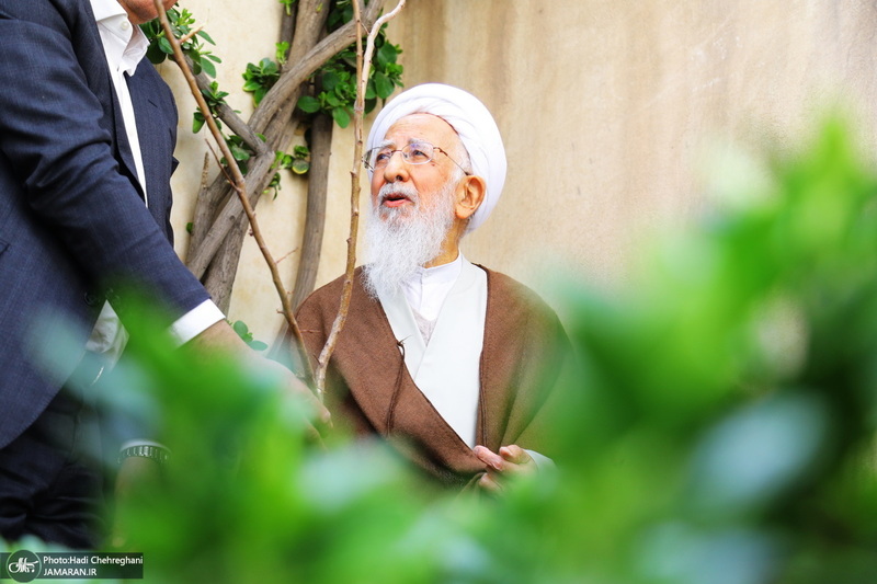 کاشت نهال توسط آیت الله العظمی جوادی آملی در هفته درختکاری