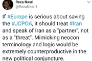 در موضوع برجام، ایران برای اروپا «شریک» باشد، نه «تهدید»
