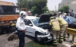 تصادف شدید خودروی سمند با کامیونت خاور در بزرگراه بسیج علاوه بر اینکه...