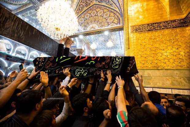 مراسم تشییع پیکر همسر آیت الله العظمی سید علی سیستانی در کربلا + عکس ها