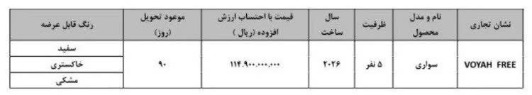 بخشنامه جدید فروش خودرو وویا فری 2026 (مرداد 1405)