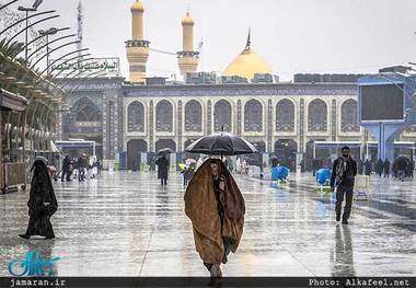 تصویری زیبا از بارش باران در حرم امام حسین(ع) 