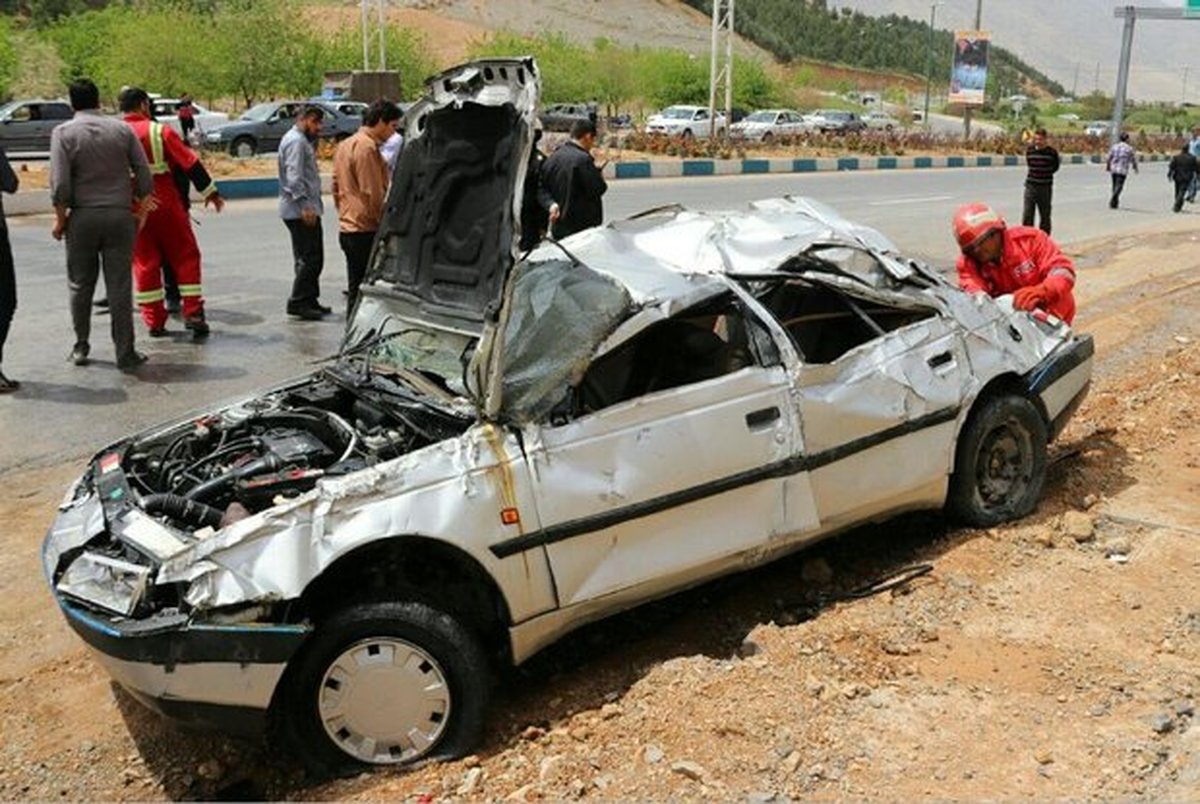تصادف ۲ خودروی سمند در جاده قم ـ تهران