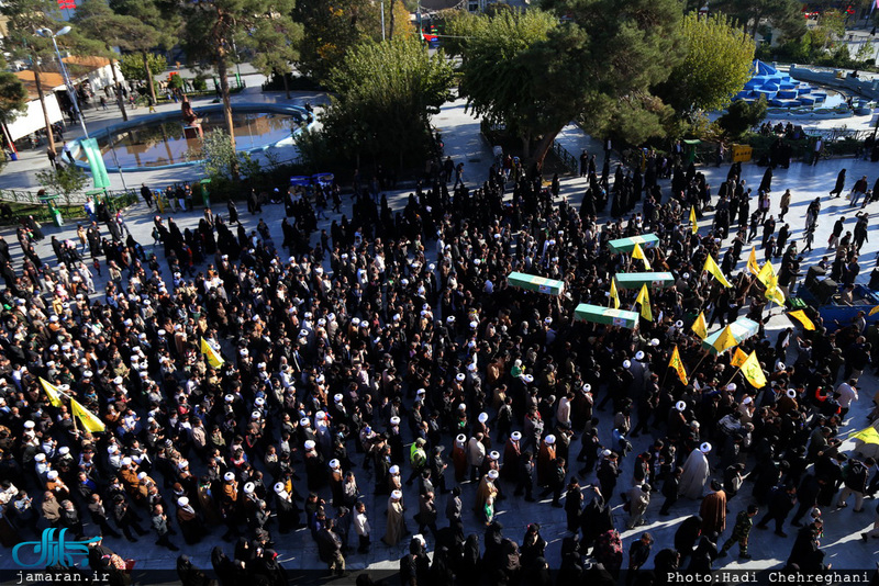 مراسم تشییع پیکر پنج شهید مدافع حرم حضرت زینب (س) در قم