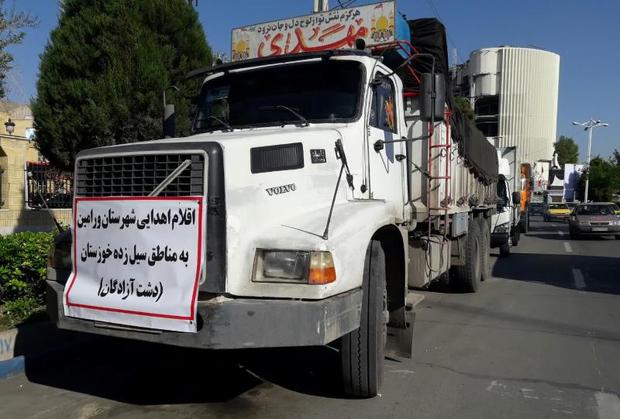 13 تریلی کمک های ورامین به مناطق سیل زده خوزستان ارسال شد
